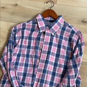 Men's Pink and Blue Checkered Shirt